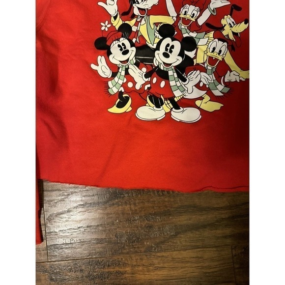 Disney Mickey and Friends Cropped Top Green Sweatshirt Womens Medium - Picture 4 of 6
